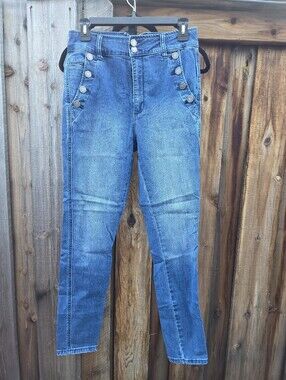 Articles Of Society High-Rise Button-Accent Blue Women's Jeans